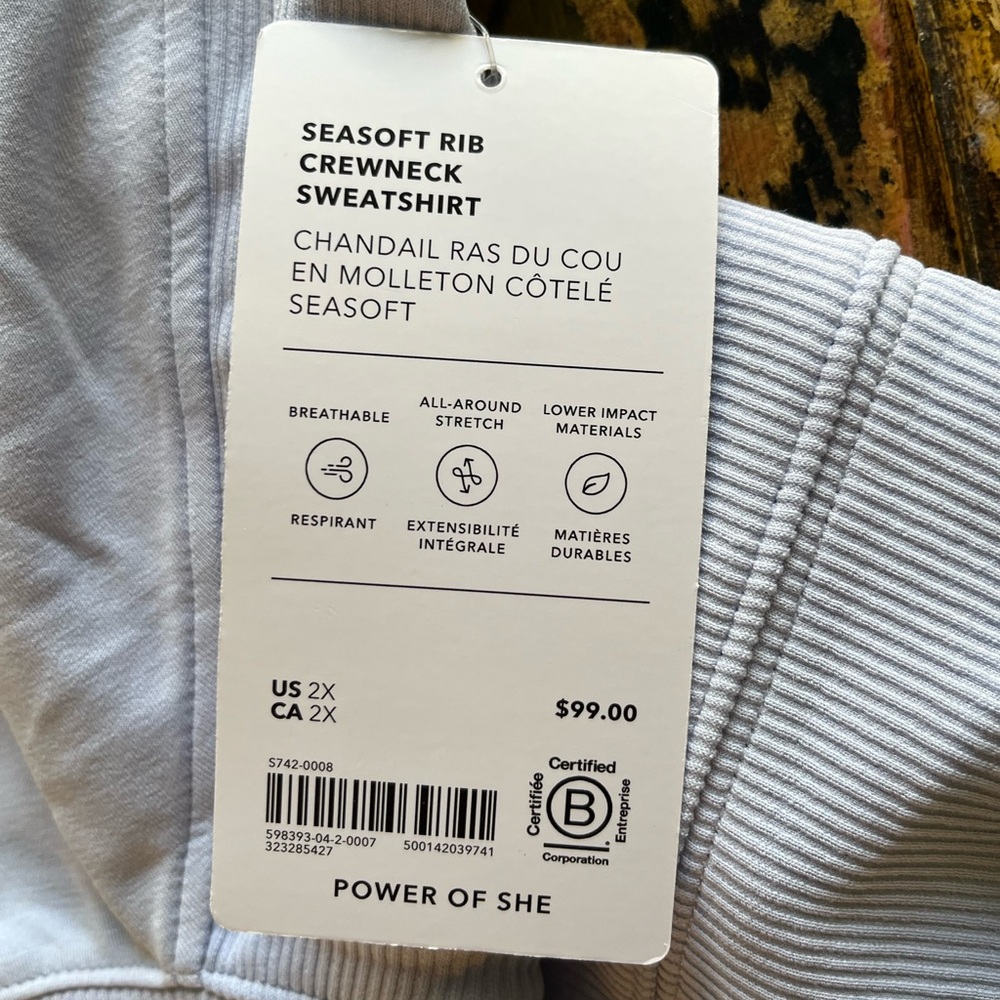 NWT Athleta Light Gray Ribbed crop top long sleeve - Picture 6 of 6